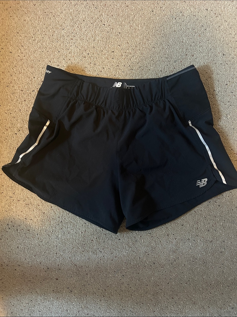 New Balance Black Athletic Running Shorts with Reflective Trim